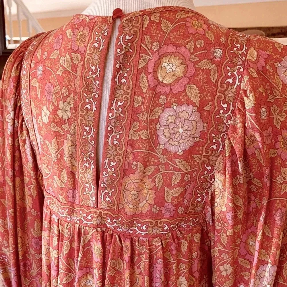 Rachel Zoe Floral Peasant Blouse NWT Small Deep Pink 3/4 Sleeve - Picture 8 of 11